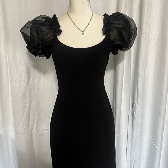 Amanda Uprichard Dresses & Skirts - Revolve Amanda Uprichard Black Sheath Short Mini Dress with Puff Sleeves XS NWOT